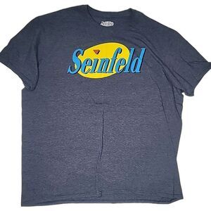 Seinfeld Distressed Press Print Logo TShirt BLUE GRAY HEATHER XL Ripple Junction